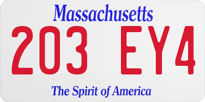 MA license plate 203EY4