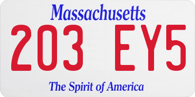 MA license plate 203EY5
