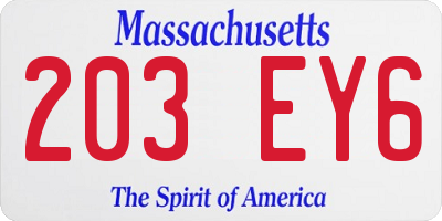MA license plate 203EY6