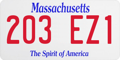 MA license plate 203EZ1