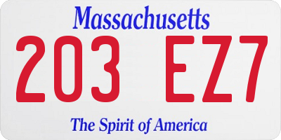 MA license plate 203EZ7
