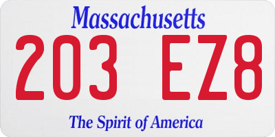 MA license plate 203EZ8