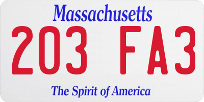 MA license plate 203FA3