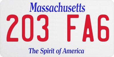 MA license plate 203FA6