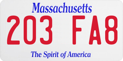 MA license plate 203FA8
