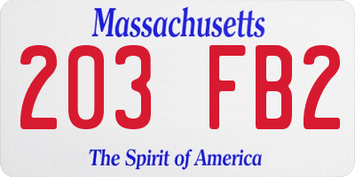 MA license plate 203FB2