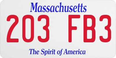 MA license plate 203FB3