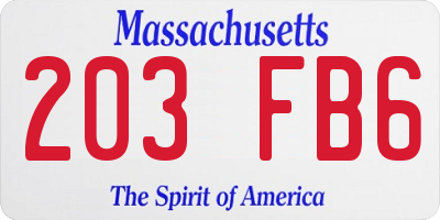 MA license plate 203FB6