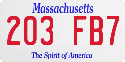 MA license plate 203FB7