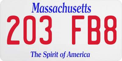 MA license plate 203FB8