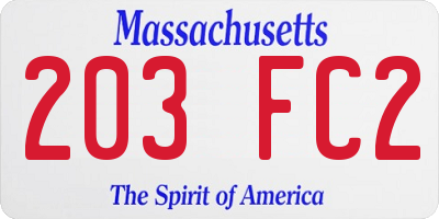 MA license plate 203FC2
