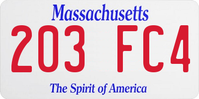 MA license plate 203FC4