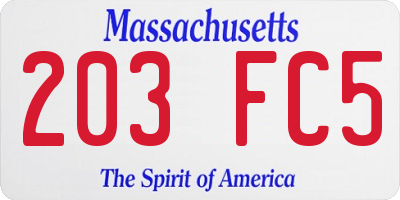 MA license plate 203FC5