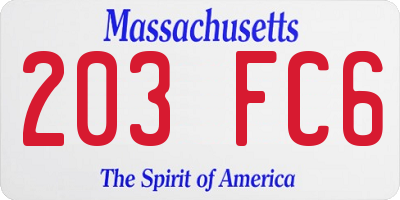 MA license plate 203FC6