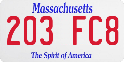 MA license plate 203FC8