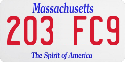 MA license plate 203FC9