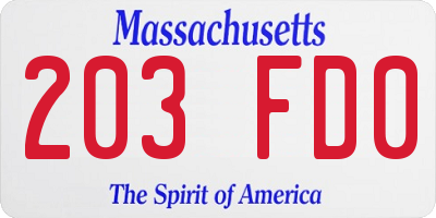 MA license plate 203FD0