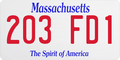 MA license plate 203FD1