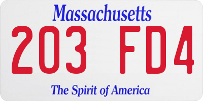 MA license plate 203FD4