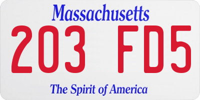 MA license plate 203FD5