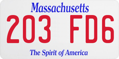 MA license plate 203FD6