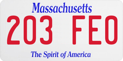 MA license plate 203FE0