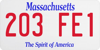 MA license plate 203FE1