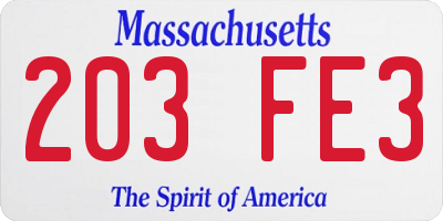 MA license plate 203FE3