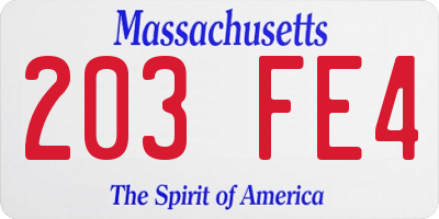 MA license plate 203FE4