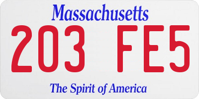 MA license plate 203FE5