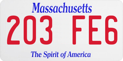 MA license plate 203FE6