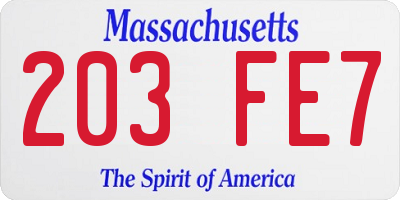MA license plate 203FE7