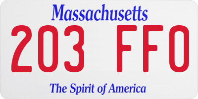 MA license plate 203FF0