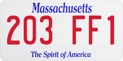 MA license plate 203FF1