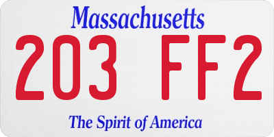 MA license plate 203FF2