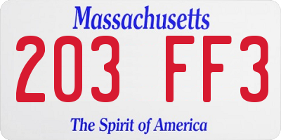 MA license plate 203FF3