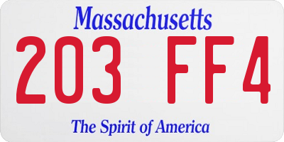 MA license plate 203FF4