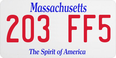 MA license plate 203FF5