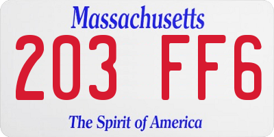 MA license plate 203FF6