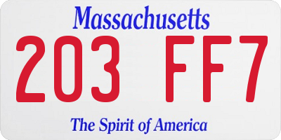 MA license plate 203FF7