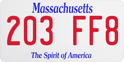MA license plate 203FF8