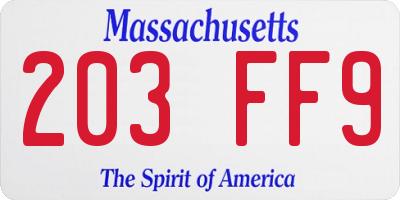 MA license plate 203FF9