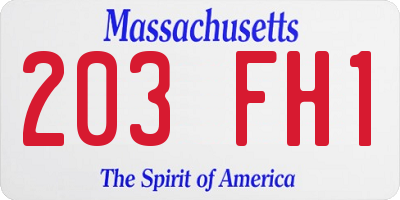 MA license plate 203FH1