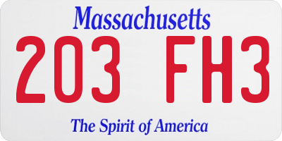 MA license plate 203FH3