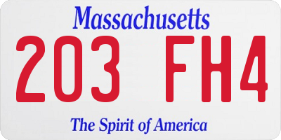 MA license plate 203FH4