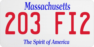 MA license plate 203FI2