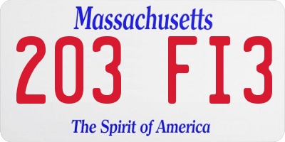 MA license plate 203FI3