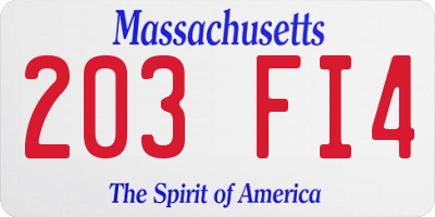 MA license plate 203FI4