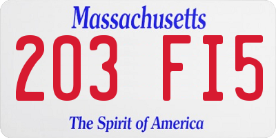 MA license plate 203FI5