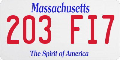 MA license plate 203FI7